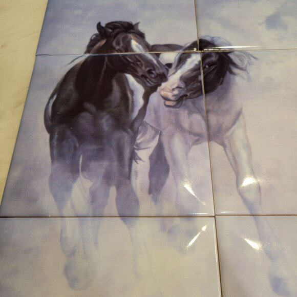 Running Horses Diana Beach Art Tiles 24" x 18" Ceramic Wall Decor - Picture 4 of 11